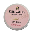 Dee Valley Honey Co geranium lip balm on transparent background