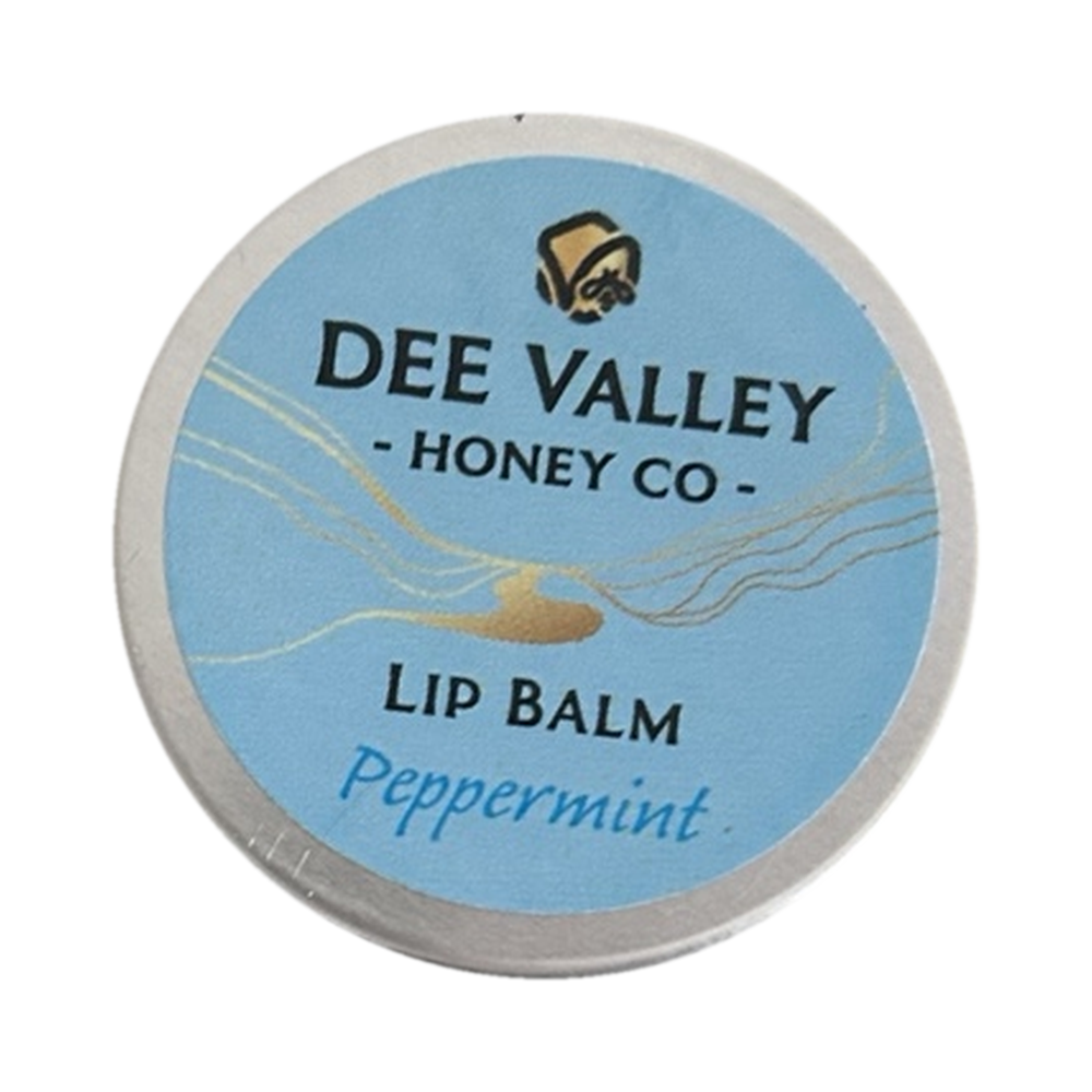 Dee Valley Honey Co peppermint lip balm on transparent background