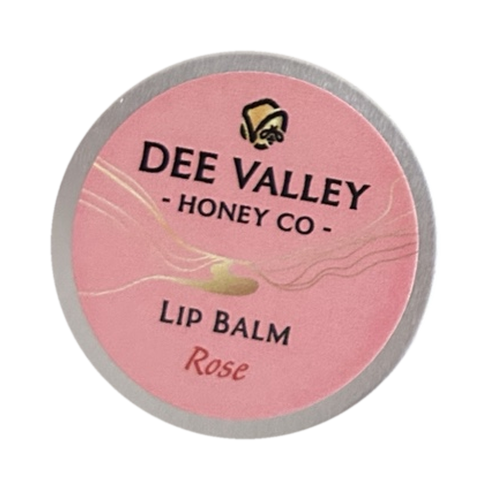 Dee Valley Honey Co rose lip balm on transparent background